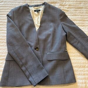 DKNY Women's Blue Textured Single-Button Blazer